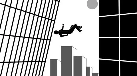 A falling painted man from a skyscraper Stock Illustration
