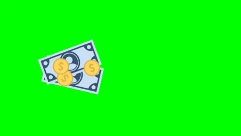 Falling paper bills, coins. Banknotes, coins fly from above, rotate, fall down Stock Footage 254388939