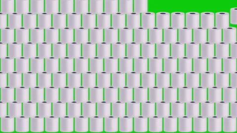 Falling paper rolls animation on green background Stock Footage 308930385