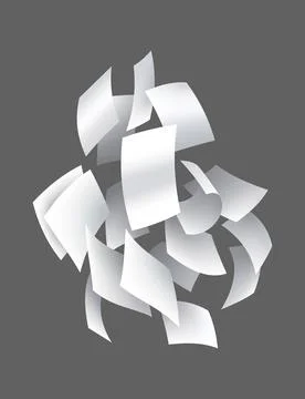 Falling paper sheets. Set of flying curved leaves of paper. Vector loose soar of Stock Illustration