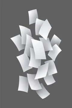 Falling paper sheets. Set of flying curved leaves of paper. Vector loose soar of Stock Illustration