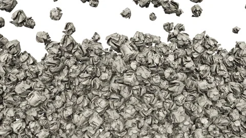 Falling paper trash rolls on white background. Vídeo Stock 284874428