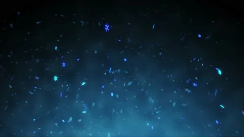 Falling particles snowflakes animation on blue dark background. Abstract snow Stock Footage 142839214