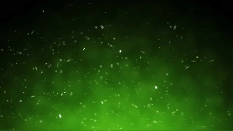 Falling particles snowflakes animation on green dark background. Abstract snow Stock Footage 144958119