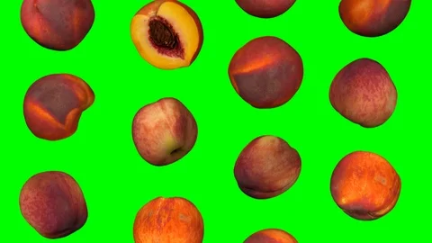 Falling Peaches on Green Background (Looping) Stock Footage 95056665