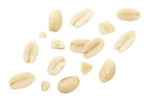 Falling peanuts on a white background, cut. Isolated Stock Photos