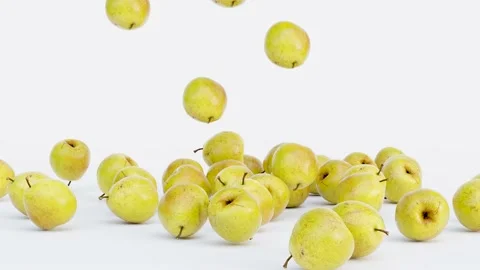Falling pear against white background. High quality 4K, Fresh fruits, Close up Stock Footage 201753147