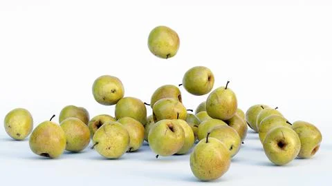 Falling pear against white background. High quality, Fresh fruits, Close up Stock Illustration