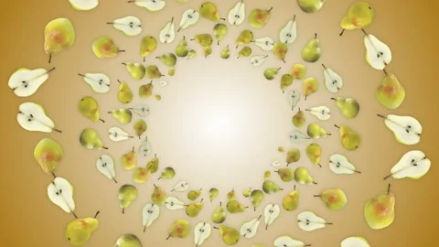 Falling PEARS Background, Loop, with Alpha Channel Video stock 136558163