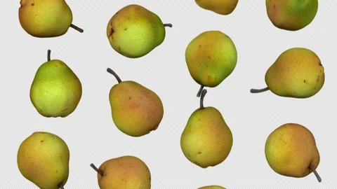 Falling Pears on Transparent Background (Looping with Alpha Channel) Stock Footage 144707516