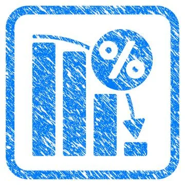 Falling Percent Bar Chart Framed Stamp Stock Illustration