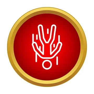 Falling person line icon in red circle 스톡 일러스트