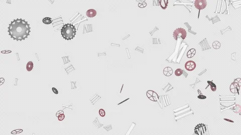 Falling Pieces of Clock Animation, Background, on Alpha Channel, Loop 库存影片 301249755