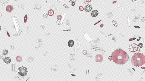 Falling Pieces of Clock Animation, Background, on Alpha Channel, Loop Stockbeeldmateriaal 301250191