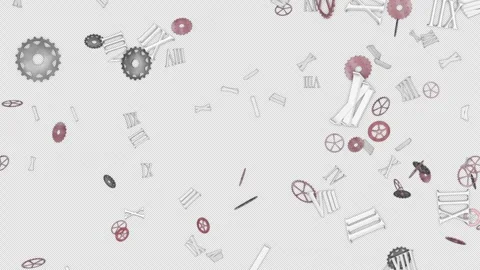 Falling Pieces of Clock Animation, Background, on Alpha Channel, Loop 库存影片 303476317