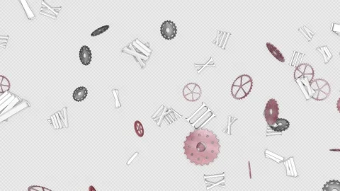 Falling Pieces of Clock Animation, Background, on Alpha Channel, Loop 库存影片 308989465