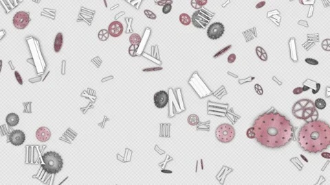 Falling Pieces of Clock Animation, Background, on Alpha Channel, Loop 库存影片 308994298