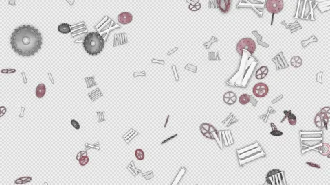 Falling Pieces of Clock Animation, Background, on Alpha Channel, Loop Stock Footage 312361076