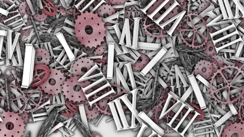 Falling Pieces of Clock Animation, Transition, on Alpha Channel, Loop Stock Footage 301552623