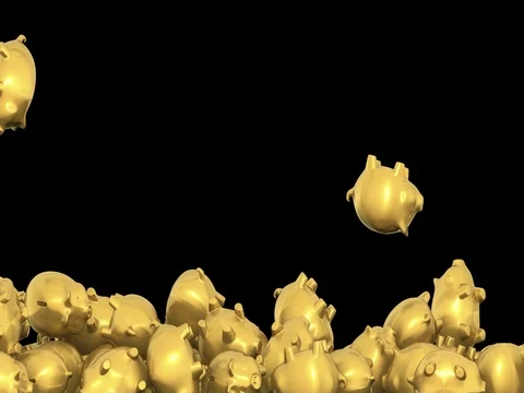 Falling piggy banks Stock Footage 76174749