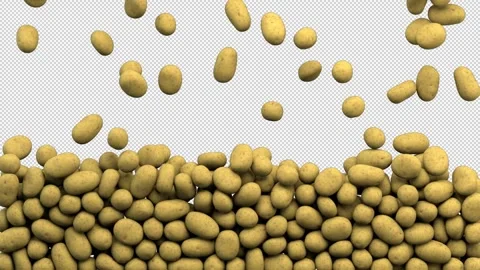 Falling pile of potatoes – 3d render with alpha channel. Video stock 267234128