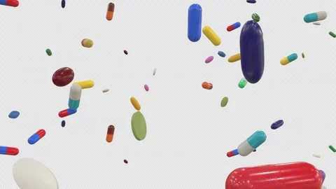 Falling Pills Capsules Loop Animation Overlay for Medical and Health Edits Stock Footage 340916933