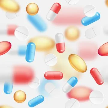 Falling pills vector seamless pattern Stock Illustration