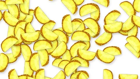 Falling Pineapple Slices Animation Over Plain White Background Vídeos de archivo 342210808