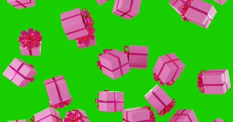 Falling pink gift box on green screen	 Stock Footage 285649240
