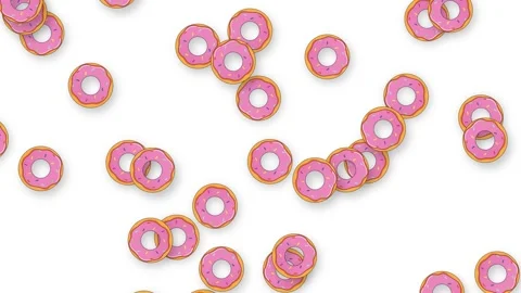 Falling Pink Glazed Donuts Animation on a Solid White Background Stock Footage 341643207