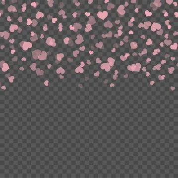 Falling pink hearts on transparent background. Vector Stock Illustration