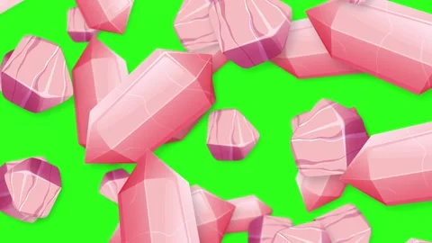 Falling Pink Quartz Crystals Animation on Green Screen Background Stock Footage 345300973