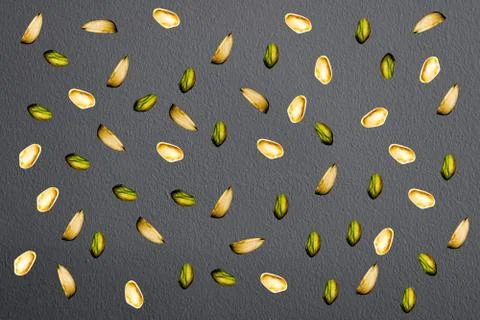 Falling Pistachios Background Stock Photos
