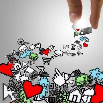 Falling pixel computer icons Stock-Illustration