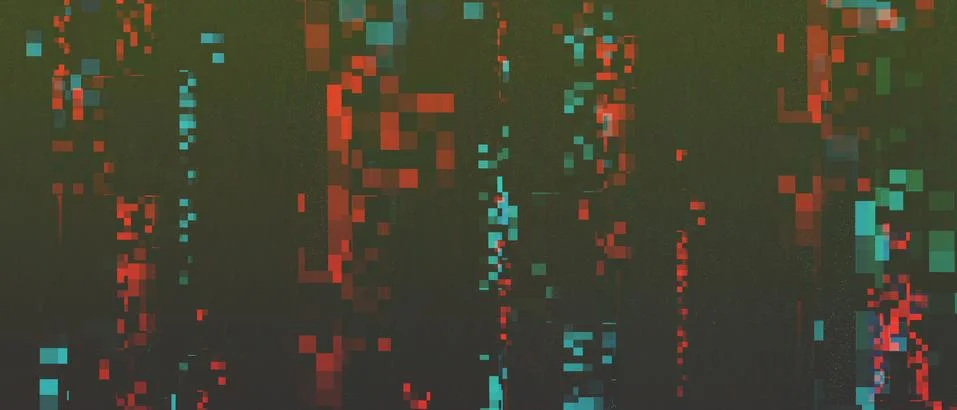 Falling pixelated stripes abstract background Illustration