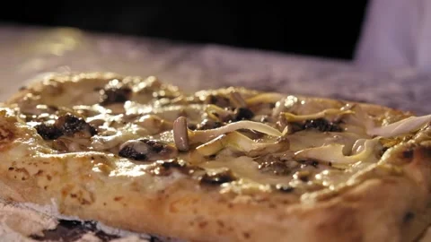 Falling pizza ingredients Stock Footage 170232938