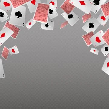 Falling playing cards isolate. Vector template for casino and gambling concept Illustrazione stock