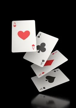 Falling playing cards on a white background Stock Illustration
