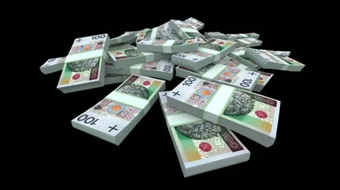 Falling PLN Packs (with Matte) Video stock 11288127