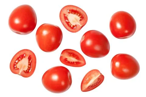 Falling Plum Tomatoes Stock Photos