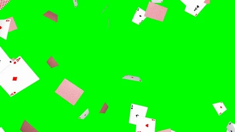 Falling poker cards background - loop, green screen, 4 aces Stock Footage 75172646