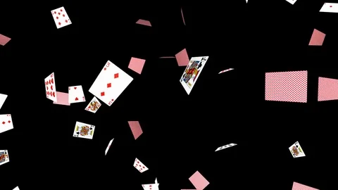 Falling poker cards on black background - loop, alpha channel Video stock 75022535
