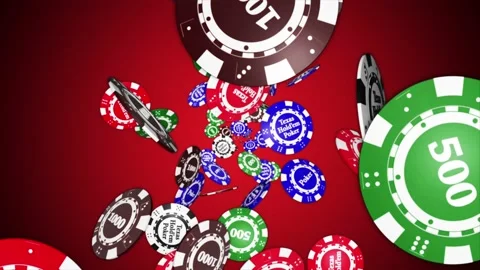 Falling Poker Chip with Text, Rendering, Loop, with Alpha Matte Stock Footage 136199842