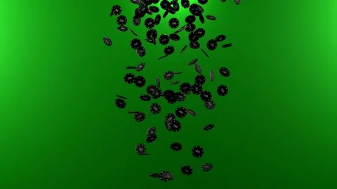 Falling Poker Chips on green background. Stock Footage 168878977