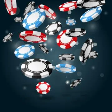 Falling poker chips - poster with diffused gambling chips Stock Illustration