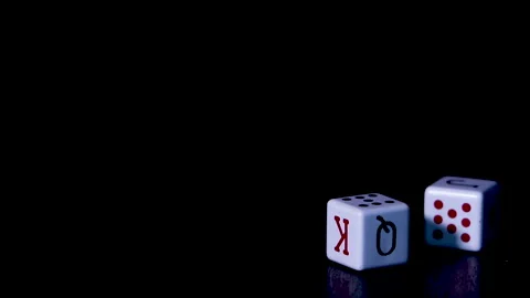 Falling poker dice with black background Stock Footage 147947955