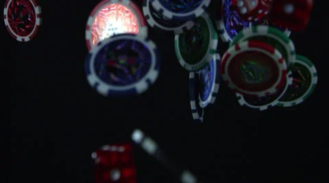 Falling Poker Game Chips - High Speed Stockbeeldmateriaal 41548651
