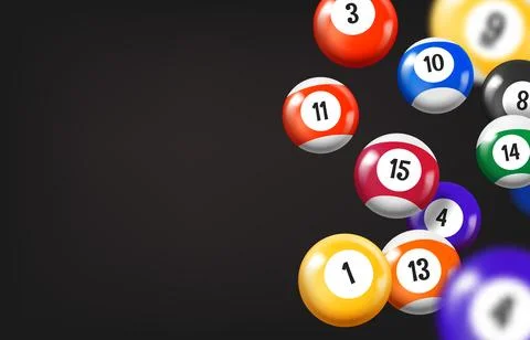 Falling pool billiard balls. 3d vector banner with copy space イラスト素材