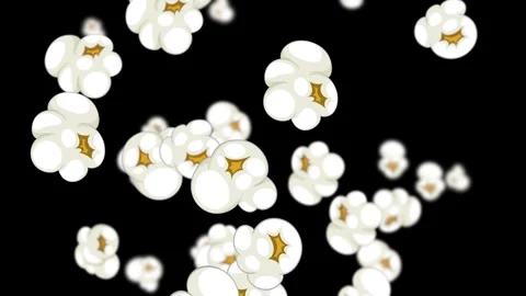 Falling Popcorn Kernels Animation on Black Background Stock Footage 326571833