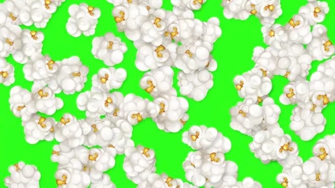 Falling Popcorn Kernels Animation on Green Screen Background Stock Footage 344834970